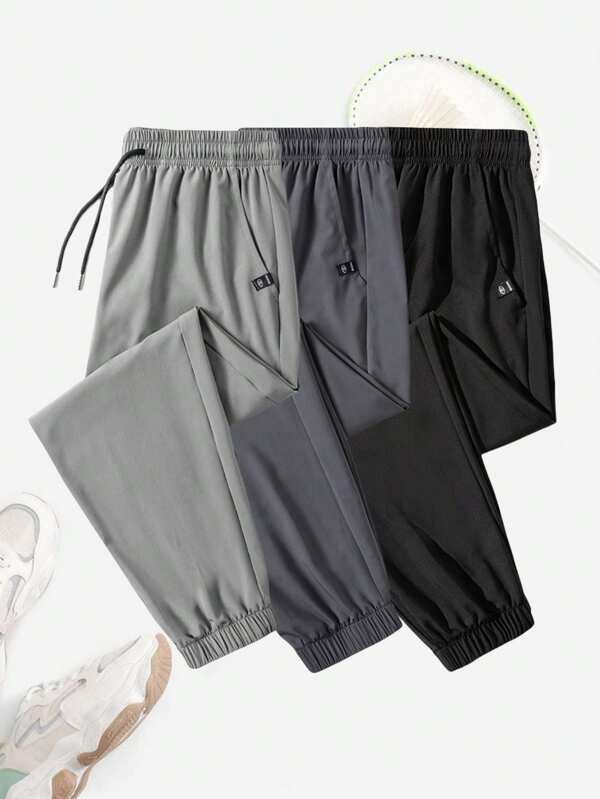 MEN Fitness Boyfriend Style Men Drawstring Waist Flap Pocket Side Sports Pants