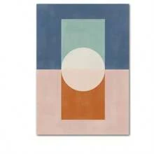 1 Pc Optinal Frame Posters Wall Arts Vintage MidCentury Boho Canvas Wall Art Abstract Colorful Geometry Prints For Living Room Decor ,Wall Art With Frame
