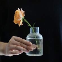 1 pezzo Vaso di lusso decorativo a righe, vaso idroponico in vetro per fiori freschi come rose, adatto per il soggiorno, senza fiori inclusi