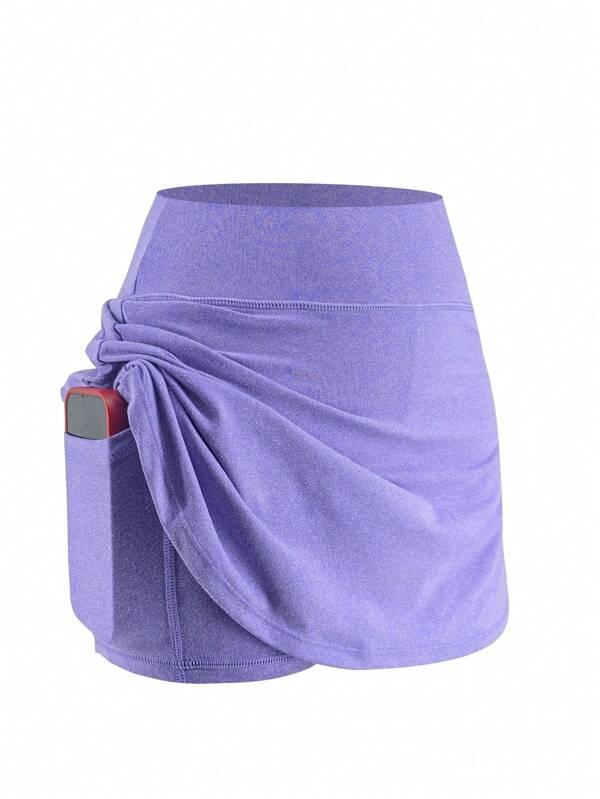Plus Size Women's Soft, High-Stretch Activewear Skirt Shorts With Pockets, High-Waisted, Breathable For Daily Casual, Sports, Fitness, Yoga, And Tennis