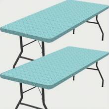 6ft Outdoor Tablecloth With Elastic Edge, Water Resistant, Suitable For Camping, Picnic, Garden Party - Durable Polyester, Navy Blue