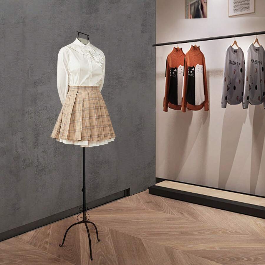 Eatssode Mannequin de couture en métal, mannequin en fil de fer, buste de femme portant vêtements, buste de couture en métal, réglable en hauteur pour boutiques, magasins de vêtements, vitrines