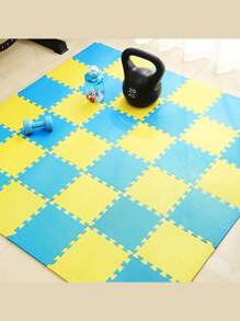 Alfombra de piso entrelazada de EVA con tiras laterales, adecuada para sala de estar, gimnasio, sala de juegos - lavable, duradera, plegable, estera de fitness multifuncional, alfombra de espuma para el piso, decoración del hogar, decoraciones de fiesta, alfombra antideslizante para gatear, decoración de piso del hogar, anti-caída/humedad/impermeable/anti suciedad.