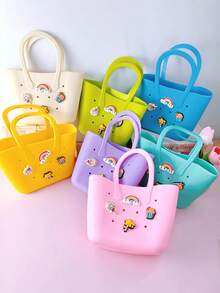 1 peça de silicone novo, cor sólida, desenho animado, acessórios de decoração destacáveis, adequado para bolsa, bolsa de praia, atividades ao ar livre, brincadeiras na praia, presente de aniversário