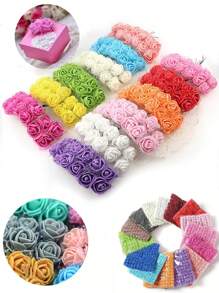 144 pièces Bouquet de roses en mousse artificielles mini pour mariage, décoration florale, scrapbooking, fleurs fausses, couronne, artisanat DIY, cadeaux, Saint-Valentin, anniversaire, remise de diplôme. Mini roses multicolores en PE, bouquet de fleurs en mousse artificielles