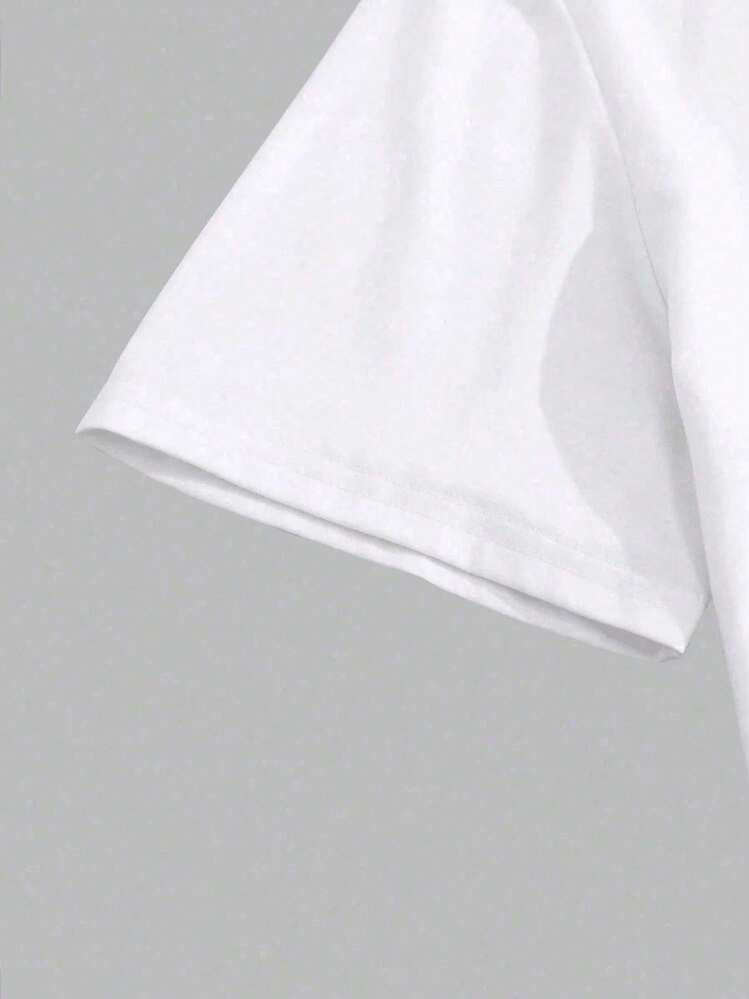 Camiseta de hombre con estampado de dinosaurio vintage ,220 g/m², nueva camiseta informal de verano de algodón con cuello redondo y manga corta (1 unidad) - Blanco - Añade 8