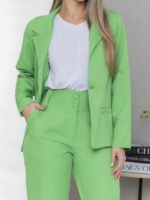 Women's Blazer And Tailored Pants Set Winter Cold Mother's Day Casual - 薄荷綠 - 查看 5