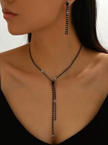 3 pièces/Set de collier, boucles d'oreilles et parure de bijoux géométriques pour femmes, accessoires de style rue et de fête de mariage. Excellent cadeau pour la saison de Thanksgiving