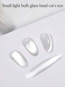 SHANGFEIYA 10ml Small Bulb Glass Bead Cat Eye Gel Nail Polish Flash White Not Playing Spar Magnetic Cat Eye Gel Nail Polish White Nails Summer Nails