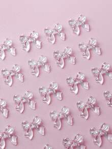 30 piezas de decoraciones de uñas con lazos de cinta transparente, diseño transparente, adecuado para suministros de arte de uñas DIY para mujeres, decoración de salón, gemas para uñas - transparente - Ver 4