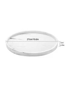 1 件装大理石白色硅胶圆形珠宝托盘钥匙扣托盘，梳妆台托盘浴室收纳托盘，可放置肥皂香水蜡烛小植物，迷你梳妆台收纳盒家居装饰