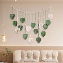 Wall Hanging Leaves Boho Large Woven Tapestry For Women Bedroom Living Room Children's Room Decoration Gift (Green) - Green - View 5