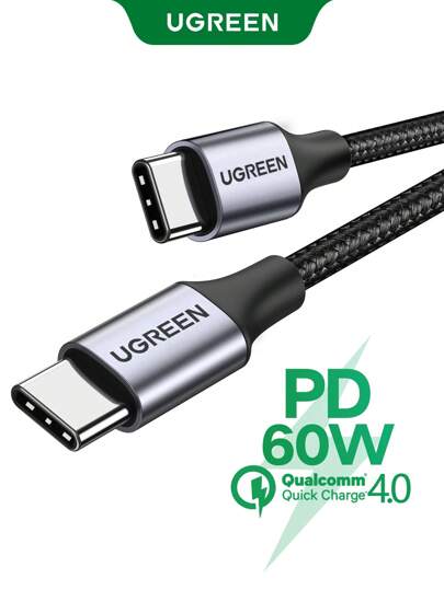 UGREEN Cable de carga rápida UGREEN USB Tipo C a USB C PD 60W Quick Charge 4.0 compatible con iPhone 16, 15 Series, Galaxy, teléfonos y portátiles