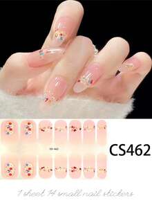 Conjunto de 14 adesivos de gel para unhas, sem necessidade de assar, com glitter, borboletas, arco-íris, flores e corações. Adesivos para unhas com cobertura total. Adesivos coloridos para unhas, ideais para salão de beleza. - Follow Your Heart - Ver 9