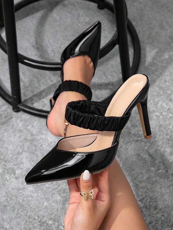 Women's Pointed Toe Strap Sandals, New Summer Stylish Slim High Heel Mules