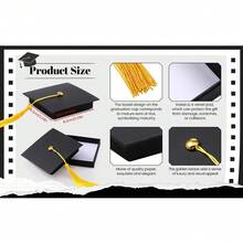 2 件毕业礼盒带流苏毕业帽盒女士男士礼品包装装饰盒礼物大学毕业生高中派对礼品用品