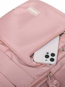 Unisex Fashion Zipper Backpack, Large Capacity, Simple & Elegant Style Suitable For Couples And Campus Commute