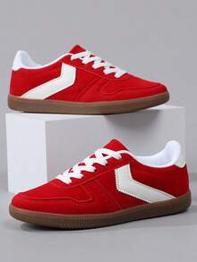 Summer Red Casual Sports Shoes For Women Flats Middle Aged Mom Walking Sneakers Lightweight Mesh Breathable Classic Fashionable Simple All-Match Daily Wear Basic Footwear - Red - View 4