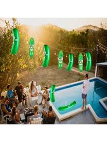 1 件 34.65 英寸巨型充气泡菜趣味泡菜泳池浮床充气黄瓜泡菜装饰礼物适合夏季游泳海滩生日单身派对泳池派对用品泳池装饰