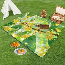 Osmanthus Squirrel Minimalist Picnic Blanket Elegant Design For Family Outdoor Gatherings All Seasons Use Durable And Stylish Functional Aesthetic Appeal For Nature Inspired Moments Printing - Multicolor - View 2