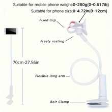 Phone Stand Phone Holder 360° Rotating Universal Adjustable Gooseneck Slouchy Smartphones Bracket, Overhead Cell Phone Mount, Double Clip Mount, Compatible With Cellphone 4-7'', Reserve The Charging Port - Multicolor - View 11