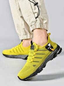 Plus Size Men's Casual Breathable Sports Running Shoes, Outdoor Fashion Solid Color Lightweight Training Sneakers