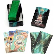 Wild Reflections Tarot Deck, Nature-Inspired Green Paper Material, Bronzing Iron Box, Connect With True Self & Natural World, Inner Wildness Exploration