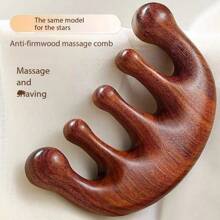 Green Sandalwood Scalp Massager | FSC-Certified Wooden Head Massage Tool For Scalp Treatment, Gua Sha, And Hair Growth Promotion | Wide-Tooth Design, Hypoallergenic | Easy To Carry