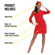 Morph Costumes Fun Shack Adult Air Hostess Costume - Stylish Flight Attendant Fancy Dress For Halloween, Parties, And Themed Events