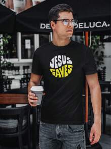 Printed Christian T-Shirt | Premium Combed Thread 30 | Unisex Gospel Fashion - 黑色 - 查看 3