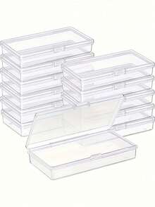 5pcs Transparent Plastic Storage Boxes With Hinged Lids - Clear Organizer Boxes For DIY Crafts, Jewelry And Small Items, Secure Snap Closure, Stackable Design For Easy Storage, Jewelry Display Box - Clear - View 1