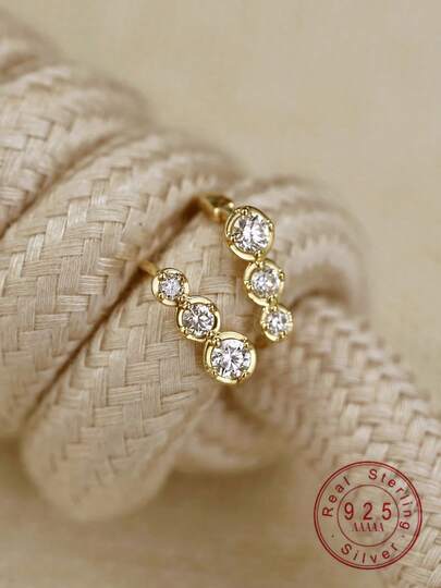 1 par exklusiva små droppörhängen i 925 sterlingsilver med ombre-zirkonia för kvinnor