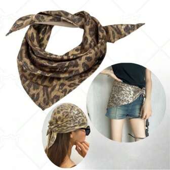 1pc Classic Print Leopard Scarf For Women Head Scarf Hair Scarf Y2k Outing Sunscreen Silk Scarf Bandana Sarong