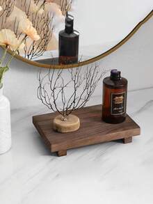 1pc Square Wooden Tray, Decorative Bathroom Organizer Wooden Storage Rack