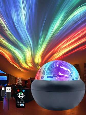 1 stuk Aurora Projectorlamp, decoratieve LED-lamp voor in huis, sfeerverlichting voor in de slaapkamer, nachtlampje voor in de slaapkamer, ruimteprojectiedecoratie, romantische sfeer voor een date, vakantiecadeau, patronen in meerdere kleuren, met afstandsbediening, geschikt voor slaapkamer, woonkamer, speelkamer, feest, verjaardag, plafond