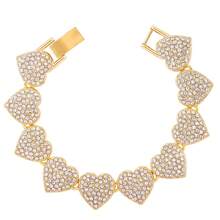 1 Stück/4 Stücke Hiphop Armband für Herren und Damen, rundes oder quadratisches Herz mit voll besetzten Strass, mehrlagige Ketten-Armband Set in Gold und Silber, funkelnde Eisenkette Metall Miami Armband Schmuck zum Valentinstag