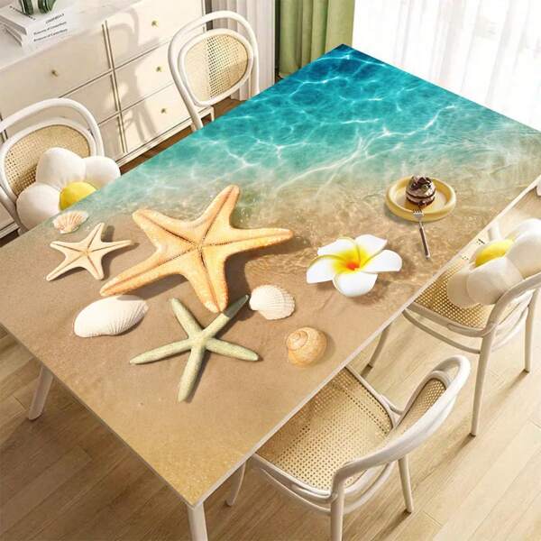 1 Peça Descanso para Copos com Tema Oceânico Feito de Terra Diatomácea, Apresentando Estrela do Mar, Conchas e Flores, Antiderrapante e Confortável, Adequado para Cozinha, Escritório, Mesa de Jantar, Mesa de Centro, Fácil de Limpar