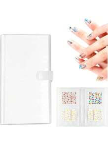 1-częściowy organizer na naklejki do zdobienia paznokci – duża pojemność, matowa, przezroczysta książka z kolorowym kwiatowym wzorem, idealna na naklejki i kalkomanie do paznokci, organizer na kosmetyki | Przezroczysty organizer na ozdoby do rąk