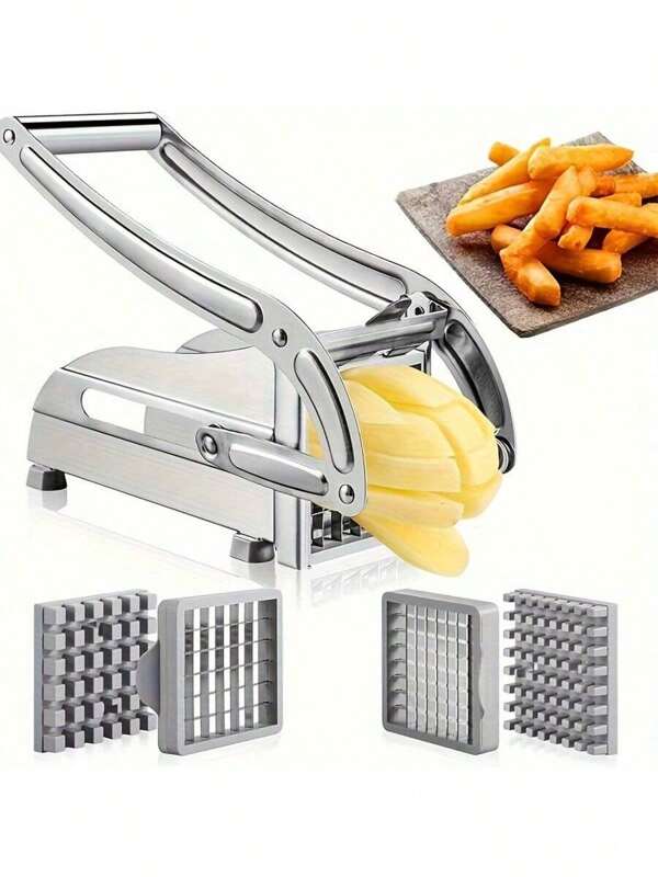 1 pièce Coupe-frites, coupe-frites en acier inoxydable, trancheuse à pommes de terre, trancheuse à légumes avec pieds ventouses, coupe-pommes de terre carotte concombre, hachoir à légumes, hachoir à oignon, cadeau de Noël, Halloween, Thanksgiving