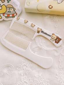 2 Pieces White Comb Cute Bear Cartoon Comb Home Use Dense Teeth Comb Makeup Bangs Comb - Multicolor - View 4