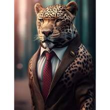 1pc/3PCS Wall Arts Posters Modern Animals Portrait Animal Set Zebra Jaguar Gentleman Chimpanzee Poster Printing Wall Art Picture Canvas Painting Room Home Decoration, Canvas Art, High Quality, Without Frame/With Frame ,Wall Art With Frame - Multicolor - View 35