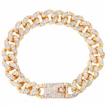1 Stück/4 Stücke Hiphop Armband für Herren und Damen, rundes oder quadratisches Herz mit voll besetzten Strass, mehrlagige Ketten-Armband Set in Gold und Silber, funkelnde Eisenkette Metall Miami Armband Schmuck zum Valentinstag