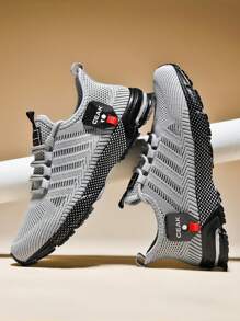Men's Plus Size Casual Breathable Sports Running Shoes, Outdoor Fashion Solid Color Light-Weight Training Sneakers