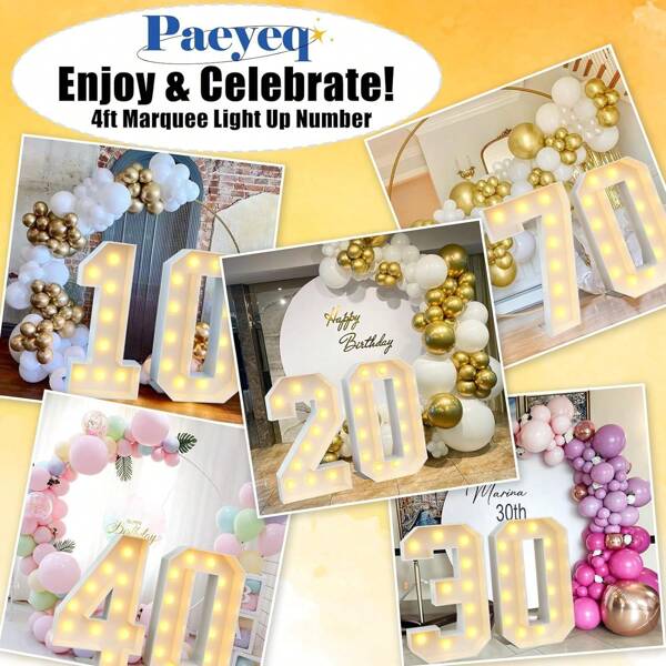 1 peça de mosaico digital iluminado, quadro digital KT, decoração de fundo de quadro de balão de alfabeto para festa de aniversário, iluminação digital para comemoração de feriados e aniversários