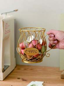 1 pezzo Portaoggetti da tè color oro, supporto decorativo per la casa per snack, caramelle, adatto per ufficio, tavolino da caffè per il soggiorno con articoli preconfezionati come foglie di tè, capsule di caffè, caramelle (non include nessun prodotto alimentare, solo il portaoggetti)