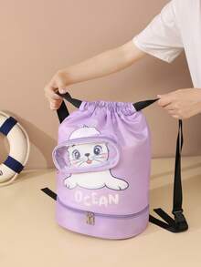 1个带干湿分离的游泳包，大容量健身洗漱包，沙滩潜水淋浴包，漂浮收纳袋，儿童背包 - 彩色 - 查看 3