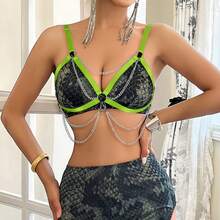 Plus Size Women Sexy Lingerie Harness Breast Tops Body Cage Elastic Belts Hollow Punk Adjustable Cupless Bra Strappy Gothic Rave Festival Bralette Accessory Dance Party Costumes - Multicolor - View 7