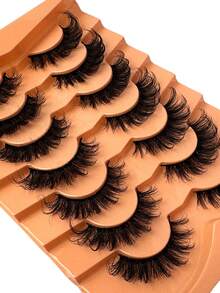 7 Pairs Of Faux Mink Fluffy Russian Volume DD Curl False Eyelashes, Dramatic Mink Lashes For Long Lasting Cat Eye & Corner Lift, Suitable For Beginners, Reusable Strip Lashes,Lashes,Eyelashes,Fake Lashes - 俄羅斯條狀假睫毛 - 查看 5