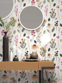 Wildflower Wallpaper Peel & Stick Botanical Bathroom Wallpaper Vintage Herb Watercolor Flower Wallpaper Self Adhesive FloralWallpaper Wall Paper Wall Stickers Room Decor Wall Decor Kitchen Bedroom Living Room Decor