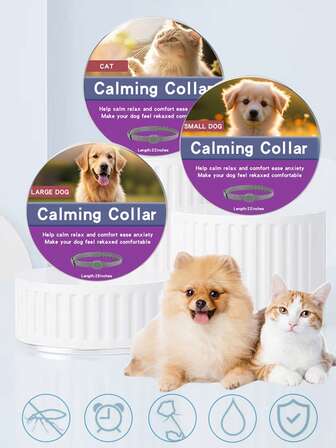 1 件 56/73 厘米镇静舒缓项圈狗猫尺寸可调节跳蚤蜱虫驱蚊项圈小狗大型犬项圈犬项圈猫用项圈（非药物不能代替镇静剂）